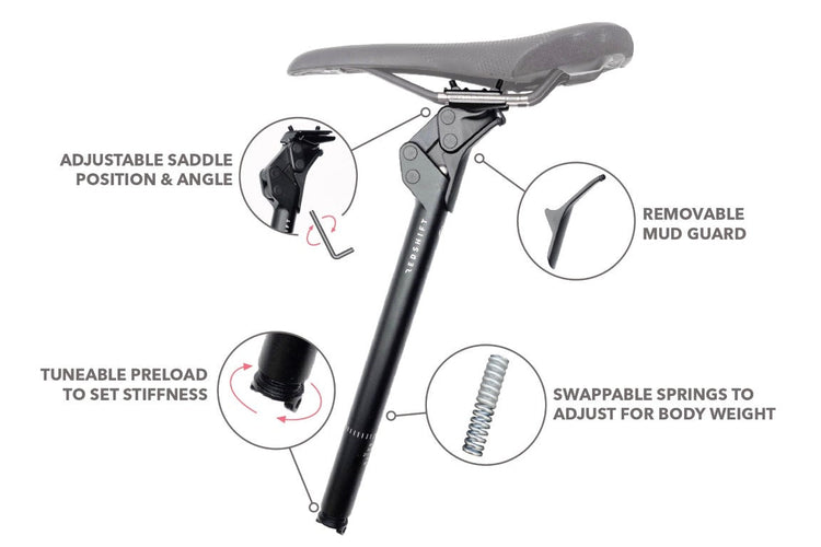 Seat Post Adjusting Bike Seat ShockStop Suspension System – Redshift Sports